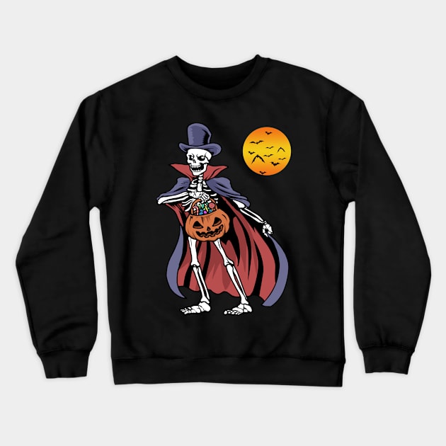 Halloween Vampire Tshirt Pumpkin Scary Costume Skeleton Vampire Crewneck Sweatshirt by PomegranatePower